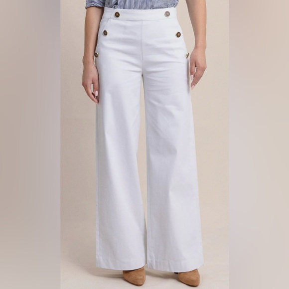 Southern Tide Pants - White Sailor Style Wide-Leg Pants - Size 6 (Boutique)